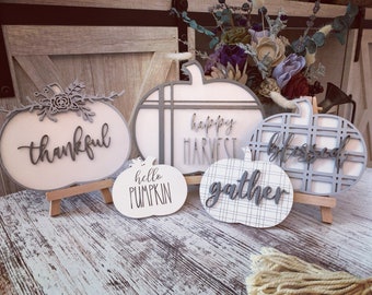 Quad de calabaza a cuadros y floridos para caballete SVG para Glowforge ARCHIVO DIGITAL