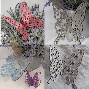 Farmhouse Style 3D Butterflies Set de 5 Téléchargement numérique SVG pour Glowforge ou Laser pour matériel 1/8" uniquement - Lire la description de l'article