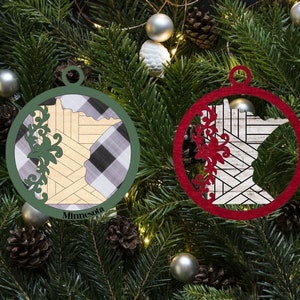 Flourish Minnesota Runde Weihnachtsverzierung Digitale Datei für Glowforge oder Laser - kein physisches Produkt