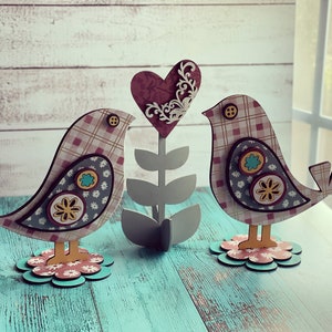 Téléchargement numérique SVG Love Bird Trio pour Glowforge ou Laser pour matériaux 1/8" et 1/4" - Ce n'est pas un article physique - Lisez la description de l'article