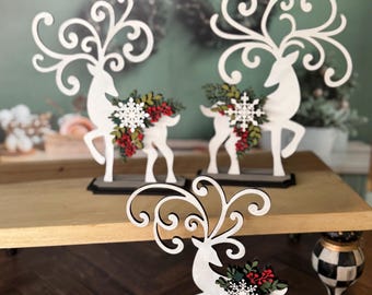 Mistletoe & Holly Christmas Reindeer Set of 3 SVG Digital Download for Glowforge or Laser -Not a Physical Product Read Item Description