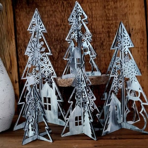 3D Winter Scene Trees Set van 5 SVG Digitale Download voor Glowforge of Laser Voor 1/8 "Materiaal Alleen Geen fysiek Item