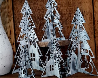3D Winter Scene Bomen Set van 5 SVG-digitale download voor Glowforge of Laser Voor 1/8" Alleen materiaal Geen fysiek item