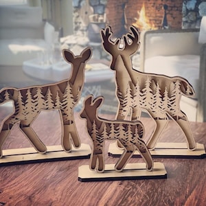 Woodsy Deer Trio SVG Digital Download For Glowforge or Laser For 1/8” & 1/4” Material Not A Physical Product Read Item Description