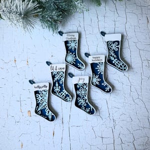 Farmhouse Style Snowflakes Stocking Ornaments Set of 6 SVG Digital Download For Glowforge or Laser Not a Physical Item Read Item Description
