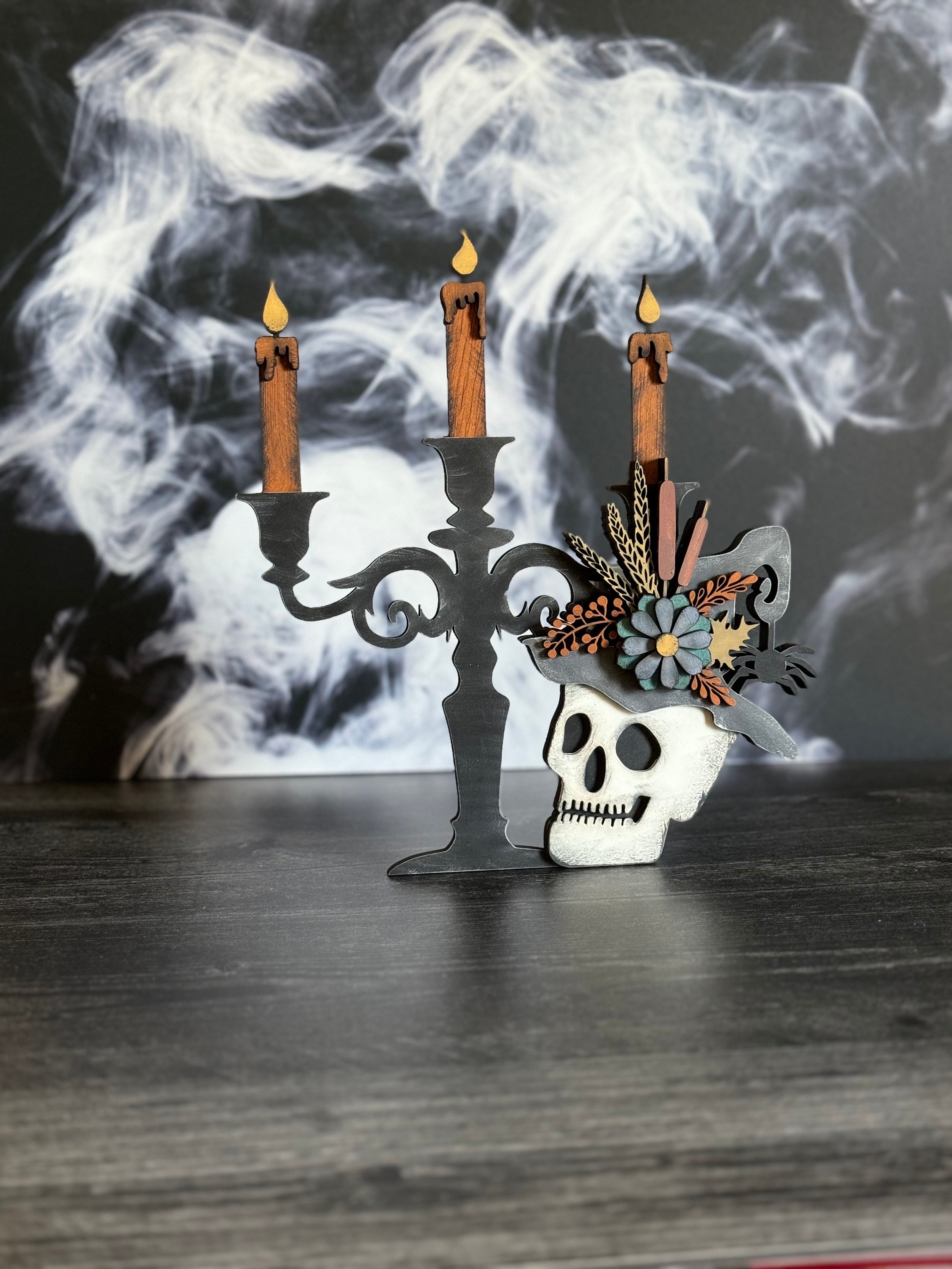 Halloween Skull Candelabra SVG Digital Download for Glowforge or