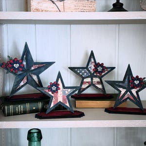 Floral Patriotic Star Shelf Sitters Set of 4 SVG Digital Download for Glowforge or Laser NOT a Physical Item Read Item Description