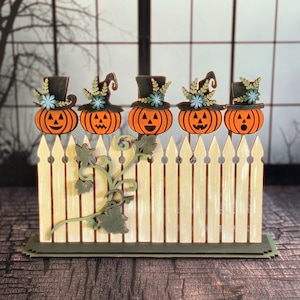 5 Little Pumpkins Sitting on a Fence Shelf Sitter SVG Digital Download For Glowforge or Laser For 1/8” & 1/4” Material Not a Physical Item