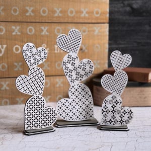 Ensemble de 3 coeurs empilés de style campagnard en téléchargement numérique SVG pour Glowforge ou laser pour 1/8" et 1/4" matériel n'est pas un article physique