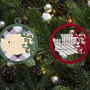 Flourish Washington Round Christmas Ornament Digital File for Glowforge or Laser -Not a Physical Product