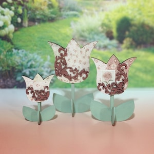 Flourish Tulip Trio Shelf Sitter SVG Digital Download for Glowforge or Laser For 1/8” & 1/4” Material-Not a Physical Item -Read Item Details