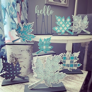 Plaid und Blumige Blätter 7er Set für Schilder und Mantel Regal Sitter SVG für Glowforge