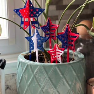 3D Patriotic Stars Plant Stakes Set of 5 SVG Digital Download For Glowforge Or Laser For 1/8” Material - Read Item Description