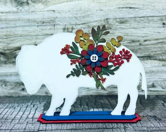 Floral Buffalo Shelf Sitter SVG Digital Download For Glowforge or Laser For 1/8” and 1/4” Material Not a Physical Item Read Item Description