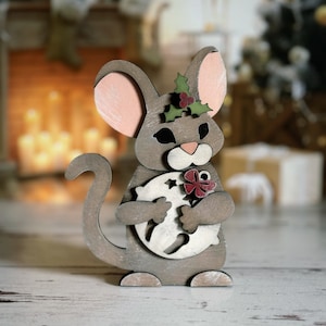 Christmas Mouse SVG Digital Download For Glowforge or Laser For 1/8” and 1/4” Material Not a Physical Item Read Item Description