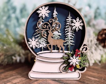 Reindeer Snow Globe SVG Digital Download For Glowforge or Laser For 1/8” and 1/4” Material Not a Physical Item -READ Item Description
