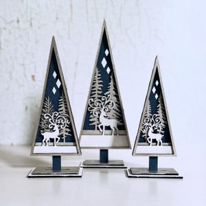 Swirly Deer Trees Set of 3 SVG Digital Download for Glowforge or Laser For 1/8” and 1/4” Material Not a Physical Item READ Item Description