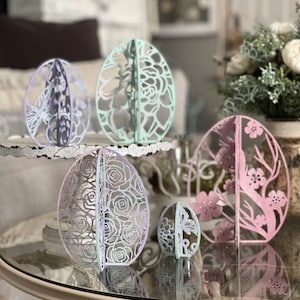 Conjunto de huevos florales 3D de 5 descargas digitales SVG para Glowforge o láser 1/8" Material solamente -No es un elemento físico