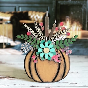 Fall Floral Cattail Pumpkin SVG Digital Download For Glowforge or Laser For 1/8” and 1/4” Material Not a Physical Item Read Item Description