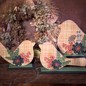 Floral Farmhouse Style Bird Trio SVG Digital Download for Glowforge or Laser For 1/8” & 1/4” Material Not a Physical Item Read Item Details