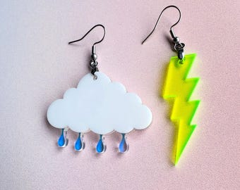 Raincloud & Lightning Earrings Set SVG Dangle Earrings Digital Download for Glowforge or Laser Not a Physical Product Read Item Description