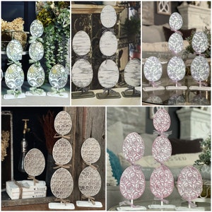Paquete topiario de huevo de Pascua -Shiplap, girasoles, rosas, alambre de pollo, remolinos SVG descarga digital para 1/8 "y 1/4" para Glowforge o láser
