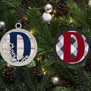 Flourish Monogram Letter D Christmas Ornament / Initial Ornament SVG Digital Download for Glowforge or Laser -Not a Physical Product