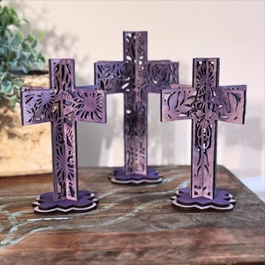 Ensemble de 3 croix florales 3D SVG en téléchargement numérique pour Glowforge ou laser, PAS un article physique pour matériel de 1/8 po. SEULEMENT. Lire la description de l'article