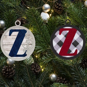 Flourish Monogram Letter Z Christmas Ornament / Initial Ornament SVG Digital Download for Glowforge or Laser -Not a Physical Product