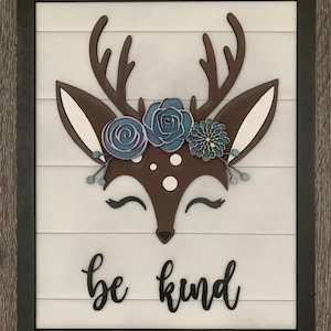 Framed Shiplap Deer Sign with Florals SVG Digital Download for Glowforge of Laser