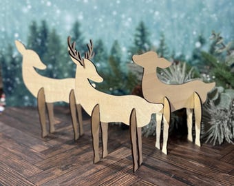 1/8” 3D Deer Shelf Sitters Set of 3 SVG Digital Download for Glowforge or Laser Not a Physical Item Read Item Description