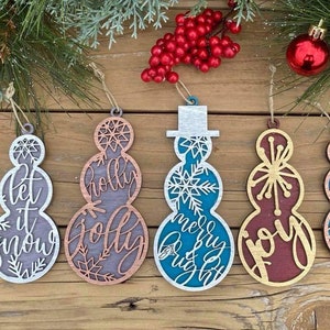 Snowman Ornament Set of 6 SVG Digital Download For Glowforge or Laser NOT a Physical Item