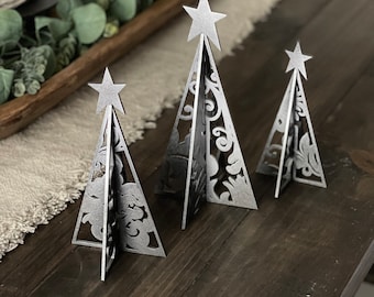 3D Flourish Christmas Trees SVG Descarga digital para Glowforge o láser para material de 1/8 "-No es un artículo físico