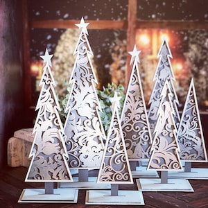 Flourish Farmhouse Christmas Tree Set of 14 SVG Digital Download for Glowforge or Laser For 1/8” and 1/4” Material -Not A Physical Item