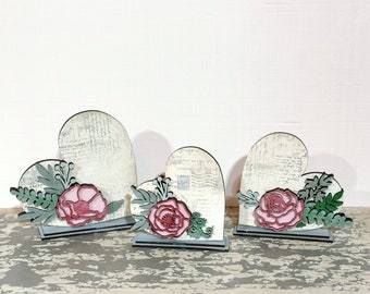 Floral Farmhouse Style Hearts Set of 3 SVG Digital Download for Glowforge or Laser for 1/8” and 1/4” Material Not a Physical Item