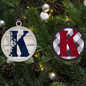 Flourish Monogram Letter K Christmas Ornament / Initial Ornament SVG Digital Download for Glowforge or Laser -Not a Physical Product