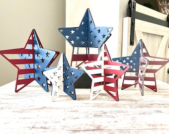 1/4" 3D Standing Stars -Set of 5 Patriotic Stars and Stripes for Mantle or Table Top Decor SVG Digital Download for Glowforge or Laser