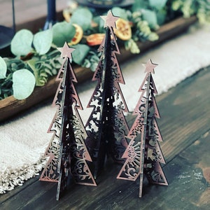 Juego de 3 árboles de Navidad con copos de nieve en 3D, descarga digital SVG para Glowforge o láser para material de 1/4”, NO es un artículo físico