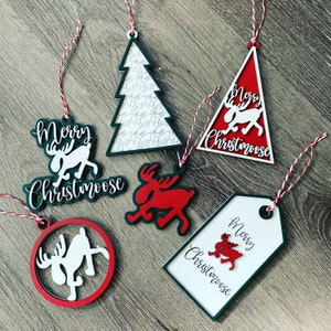 Merry ChristMOOSE 6 Ornament Set SVG Digital Download for Glowforge -Not a Physical Product