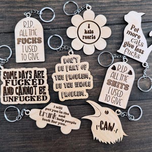 Inappropriate Funny Rotten Adult Keychains Set of 8 SVG Digital Download for Glowforge or Laser