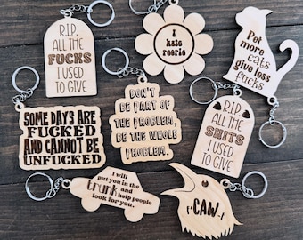Inappropriate Funny Rotten Adult Keychains Set of 8 SVG Digital Download for Glowforge or Laser