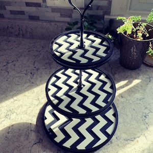 Chevron Pattern Tiered Tray Stand SVG Digital Download for Glowforge or Laser -Not a Physical Item