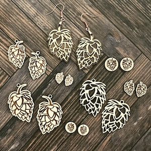 Beer Hops Earrings SVG Set of 8 Cut and Engrave Digital Download for Glowforge or Laser Not a Physical Product Read Item Description