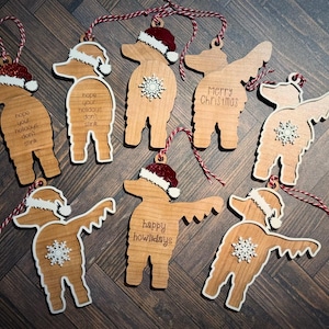 Hund Hintern Ornamente Set von 6 können personalisierte SVG Digital Download für Glowforge oder Laser sein -KEIN PHYSIKALISCHER Artikel