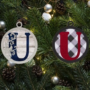 Flourish Monogram Letter U Christmas Ornament / Initial Ornament SVG Digital Download for Glowforge or Laser -Not a Physical Product