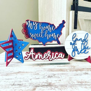 Patriottische plank sitters mantel stuk 4-delige set SVG digitale download voor glowforge of laser