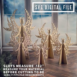 1/8” 3D Angels Set of 5 Vol 3 SVG Digital Download for Glowforge or Laser Not a Physical Item