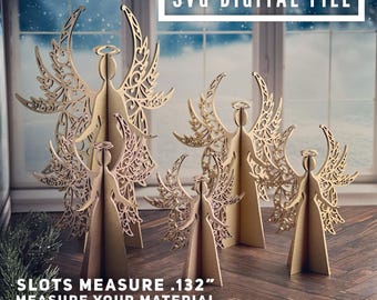 1/8” 3D Angels Set of 5 Vol 3 SVG Digital Download for Glowforge or Laser Not a Physical Item