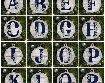 Flourish Alphabet Round Christmas Ornaments Set of 26 Digital File for Glowforge or Laser -Not a Physical Product