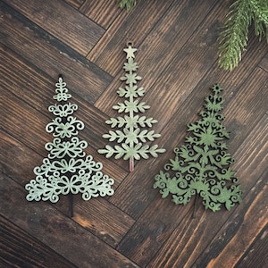 Lot de 3 décorations florales pour sapin de Noël SVG en téléchargement numérique pour Glowforge ou laser - Il ne s'agit pas d'un article physique Lire la description de l'article